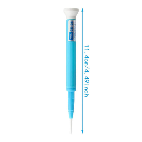 Bombproof Ceramic Screwdriver Bit Set For Precision Electronics Repair Includes Four Hella Durable Zirconia Drivers With Rotating Caps And Non Magnetic Design For Pro Grade Fixes You Gonna Love This Sweet Little Kit, displayed in a 11.4 cm long blue screwdriver.