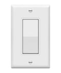 Decorator Paddle Light Switch With Wall Plates Single Pole 3 Wire Grounding Screw Residential Grade 15A 120V 277V UL Listed White