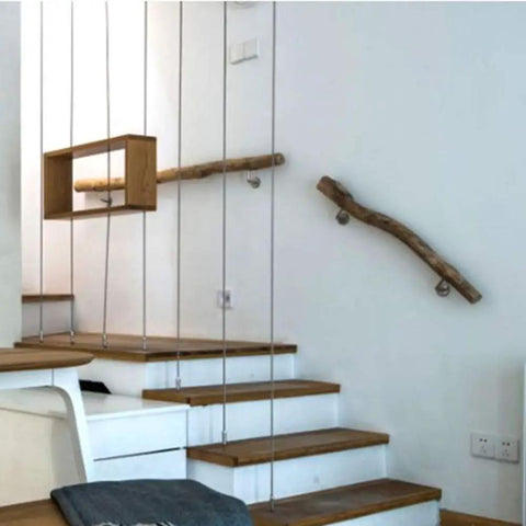Top Shelf Pine Wood Handrail Kit Adjustable From One Foot To Twenty Feet No Slip Stair Railing on modern staircase.