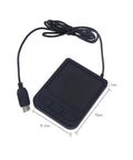 Industrial Touchpad Mouse Panel Mount Controller, Wired USB Interface With Mounting Profile, Rectangular Housing, Coiled Cable, Built For Secure Cabinet Installations And Embedded Control Panels Plug And Play Ready. Black 10x8.1x1 cm panel mount touchpad with USB cable.