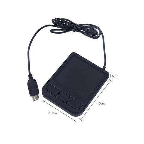 Industrial Touchpad Mouse Panel Mount Controller, Wired USB Interface With Mounting Profile, Rectangular Housing, Coiled Cable, Built For Secure Cabinet Installations And Embedded Control Panels Plug And Play Ready. Black 10x8.1x1 cm panel mount touchpad with USB cable.