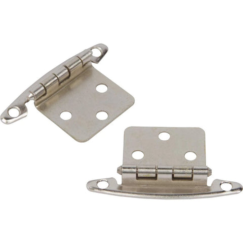Satin Nickel Cabinet Hinges For 25 Cabinets Pack Fifty Hinges Non Self Closing Free Swinging Variable Overlay Flush Mount