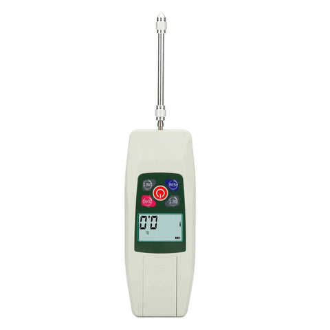 Pro Grade Digital Force Gauge Push Pull Tester Dynamometer For Tension And Pressure, 2N Range, 0.2kg, 0.45lb, Portable Handy Meter For Electronics, Auto Parts, Industrial Testing Gear front view with probe