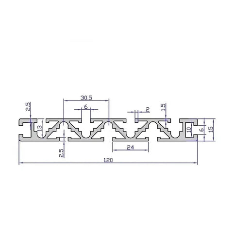 Heavy Duty Aluminum T Slot Extrusion Profile 15 By 100 Millimeters Black Anodized Finish 1000Mm Length technical drawing with measurements.