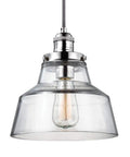 Baskin Pendant Light 1 Light Modern Style With Polished Nickel Finish And Clear Glass 10 Inch Wide And 10.38 Inch High Cone Chimney