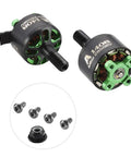 A1408 3650KV Dope Brushless FPV Motor For Micro Quad Racing Drones with screws and nut, 18.3x17.2mm size, black and green
