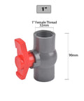 Heavy Duty PVC Ball Valve For Plumbing And Water Supply No Sweat Hookup Full Port Flow Control With Comfortable Red T Handle, 1 inch size
