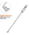 3 Piece Magnetic Ball End Hex Screwdriver Bit Set, 2mm H2.0 Ball End Bits, 1 Quarter Inch Hex Shank, 100mm Long, S2 Steel Metric