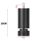 Beefy Aluminum Furniture Support Legs 25cm Set Of 4 Heavy Duty Table Feet For Cabinets Beds Sofas And More With 10mm Threaded Holes Anodized Black Easy Install, showing close-up of one leg with measurements