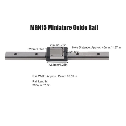 Compact Linear Rail System With 15mm Guideway for Precision Motion in Industrial Automation 200mm Length.