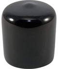 Pack Of Four Round Black Vinyl End Caps For 1.625 Inch Pipe Or Tube, Flexible Rubber Thread Protector And Safety Cover For Bolts And Screws, One Inch Inside Height, Built To Fit 1.625 To 1.6875 Inch Outer Diameter. Black vinyl end cap for 1.625 inch pipe, round top view