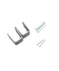 Actuator mounting hardware: two steel U-brackets, a silver pin, and two cotter pins.
