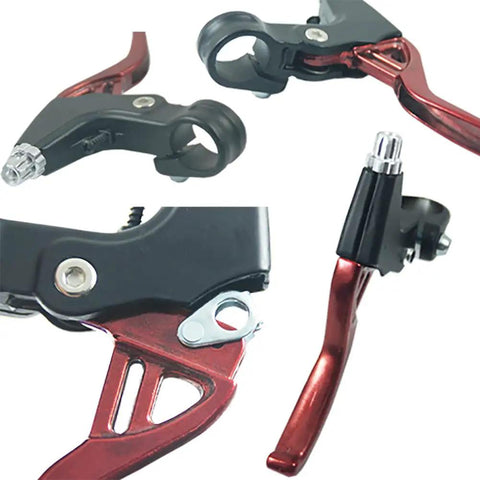 4 Piece Bike Brake Accessory Set With 2 Pack V Brake Levers Aluminum Alloy 2.2 Cm Diameter And 2 Pack Brake Wires For Mountain Road MTB Bikes Red showing detailed view of red aluminum levers