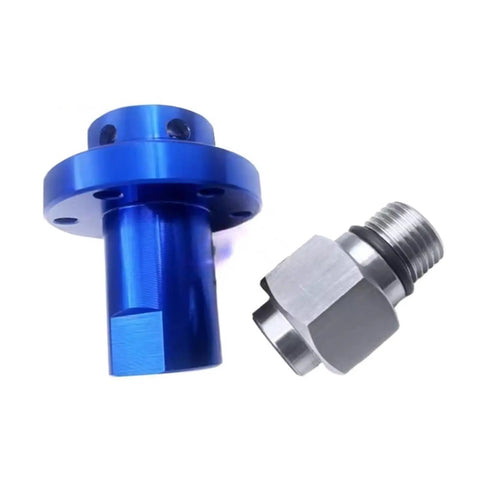 Top Shelf Rotary Joint Closed Seal Replacement For Industrial Machinery, blue aluminum rotary joint and stainless steel fitting.