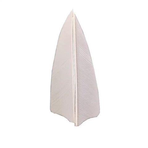 Close-up of a white turkey feather vane for 50 Pcs Turkey Feather Arrow Fletching Vanes, 3 Inch Right Wing Real Feathers For Stable Flight.