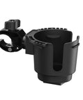 Black Universal Cup Holder Clamp That Fits 0.6 To 1.5 Inch Tubes For ATV Motorcycle Bike Wheelchair Golf Cart And More