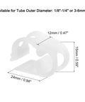 Adjustable Plastic Tube Clamps 1/8 To 1/4 Inch Tube OD, PP material with dimensions, strong grip for lab flow control
