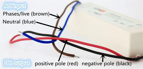 IP67 Waterproof LED Driver Power Supply 75W 24V DC Output 3A For LED Lighting 110-240V AC To DC Transformer wiring close-up