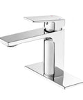 Chrome One Hole Single Handle Bathroom Faucet With Deck Plate For Lavatory Vanity And RV Sink, Compatible With One Or Three Hole Install