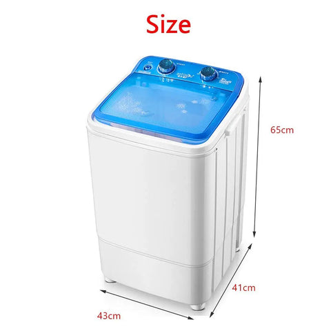 Compact Portable Washer Machine With Timer Dial Single Tub Laundry Cycle Built For Apartments Rv Dorms Easy Spin Dry 6kg Capacity lightweight design with blue lid dimensions 41x43x65cm.