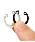 Handy DIY Snap Ring Kit 8 To 24 Mm Internal C Type Circlips Retaining Clips Set In 304 Stainless Steel And 65Mn Steel With Black Finish Washers Included For Home Maintenance And Small Projects, three rings held by hand