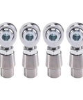 Shop Grade Eight Piece 5/8 Inch 18 Thread heim Joint Rod End Kit With Left And Right Hand Threads Featuring Heavy Duty Spacers Tube Adapters And Jam Nuts For Custom Builds, showing four stainless steel rod ends.