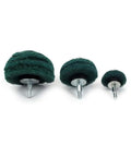 Red Mushroom Buffing Wheel Set For Grinders with 2 inch, 3 inch, and 4 inch abrasive wheels, metal shanks, polishing accessory