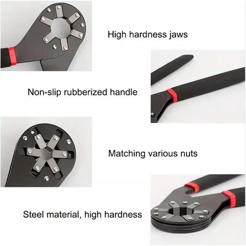 6 In One Multifunctional Adjustable Universal Wrench With Chrome Clamp Heavy Duty Mechanical Workshop Tool with jaw close-up