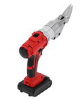 Garosa Cordless Electric Metal Shears With Chrome Steel Blade Led Lighting And 2 Speed Gear For Cutting Iron Sheets Steel Net Carpet And Paper Us Plug Heavy Duty Portable Power Tool, side view showing blade and grip.
