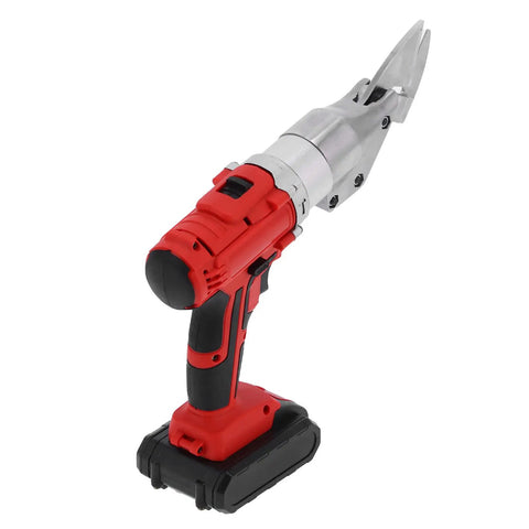Garosa Cordless Electric Metal Shears With Chrome Steel Blade Led Lighting And 2 Speed Gear For Cutting Iron Sheets Steel Net Carpet And Paper Us Plug Heavy Duty Portable Power Tool, side view showing blade and grip.