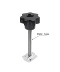 Black star-shaped knurled threaded knob with mounting bolt and base clamp