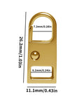 Close-up of a gold zipper pull tab from Eleven Pieces Zipper Pull Replacement Set Heavy Duty Metal Zipper Repair Kit Detachable Pull Tabs For Purses Luggage Backpacks Jackets Coats Boots Zip Fixer In Black Silver Gold Gunblack Bronze No Fuss.