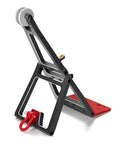 Aluminum Tow Crane Arm Wrecker Kit for RC Crawlers and Trailers Beef Up Your Rig with Adjustable Height and Tilt Durable Alloy Upgrade for AXIAL SCX10 TRX4 and Other One Tenth Scale RC Cars, side view showing adjustable metal arm