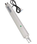 Rock Solid Electric Linear Actuator Delivering Heavy Duty 3000N Thrust Smooth 150Mm Stroke Travel, silver body with wires.