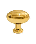 Solid Unlacquered Brass Oval Cabinet Knobs Set Of Ten Vintage Retro Egg Pull Handles For Kitchens Bathrooms And Dressers 1 1 8 Inch viewed from the front