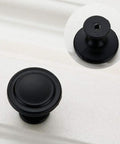 Black Cabinet Knobs, 6 Pack, 1-1/4 Inch Round Single Hole Drawer Knobs For Dresser And Kitchen Cabinets, no screws visible