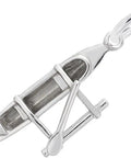 Outrigger Canoe Charm 14K White Gold Metal Finish, Dope Nautical Jewelry Pendant, Handcrafted Look Rich Detail