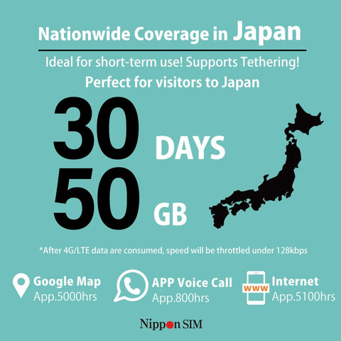 Japan eSIM 30 Days Data Plan With 50GB High Speed 4G LTE Then Unlimited Data At Reduced Speed No Roaming Needed For Faster Safer Access Hotspot Tethering Supported Made In Japan map design