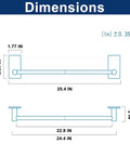 Dimensions of No Drill Adhesive Towel Bar For Bathroom 24 Inch Stainless Steel Brushed Nickel Stick On Wall Mount Towel Rack