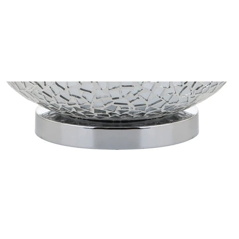 Emilia 26 Inch Mirrored Mosaic LED Table Lamp Contemporary Glam Bedside Desk Nightstand Light base in silver finish and mosaic detail