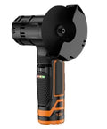 Hustle Ready Cordless Angle Grinder With Quick Charge Lithium Pack And Six Smooth Torque Settings For Hassle Free Polishing And Deep Diamond Cutting Power Tool That Tears Up Rust Like Butter with black handle and round cutting disc