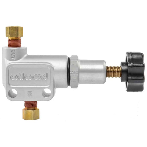 Heavy Duty Adjustable Brake Proportioning Valve Knob with polished silver and black finish, designed for front to rear bias tuning.