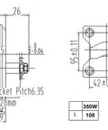 Technical diagram of Brushed DC Motor For Scooters And Electric Bikes With Mounting Bracket 36V Plug And Play Setup