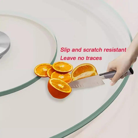 Sliced oranges on Heavy Duty Turntable Lazy Susan Tempered Glass Serving Tray 20 To 39 Inch Diameters Anti Tilt Swivel Plate