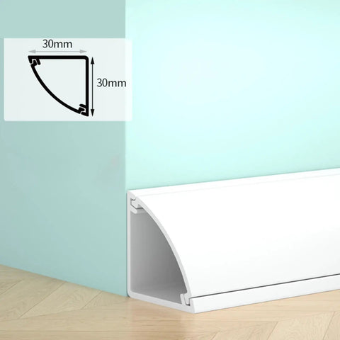 Peel And Stick Cord Hider For Modern Home Office Easy Install Wire Raceway Covers, 30mm PVC corner design in sleek white.