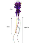 Giant 3D Goldfish Frameless Soft Parafoil Kite For All Ages, Kid And Adult Friendly, Easy Flyer with purple design, 50m line and tails