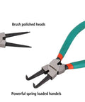 4-Piece Snap Ring Pliers Set, 7-Inch Internal And External Circlip Pliers with Straight Jaw, green handles on white background