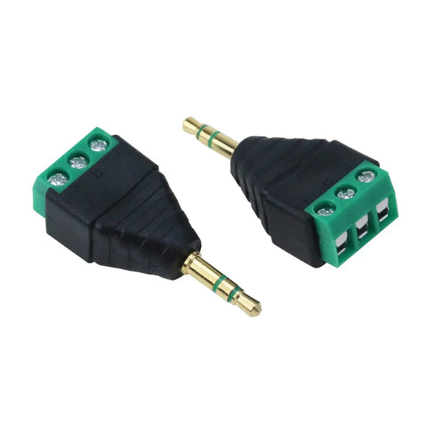 Two Six Pack 3 Point 5mm Stereo Male To AV 3 Screw Terminal Block Balun Connectors with Six Female Terminals for DIY Audio