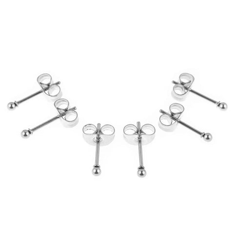 Hypoallergenic Stainless Steel Stud Earrings Set For Women And Men Nickel Free 2mm Silver Ball Tiny Earrings 3 Pairs For Everyday Wear Low Key Comfort Durable 316L Surgical Steel Jewelry, 3 pairs on white