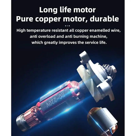 Close-up of pure copper motor for Top Shelf 75Mm Six Speed Electric Angle Grinder showing high temperature resistance.